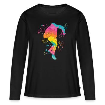 Lanceur de poids Colorsplash Lancer de poids - T-shirt manches longues Premium bio Femme - noir - Devant - Julia (174cm)