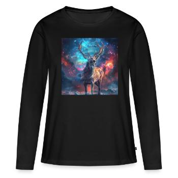 Chevreuil - T-shirt manches longues Premium bio Femme - noir - Devant - Julia (174cm)