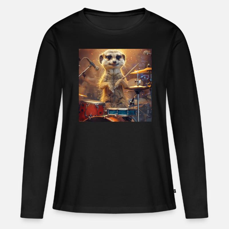 Erdmännchen - Frauen Premium Bio Langarmshirt - Schwarz