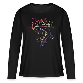 Saut en hauteur Aquarelle Saut en hauteur - T-shirt manches longues Premium bio Femme - noir - Devant - Julia (174cm)