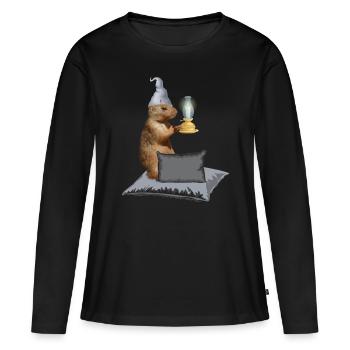 Bonne Nuit Chemise de Nuit Pyjama Pyjama - T-shirt manches longues Premium bio Femme - noir - Devant - Julia (174cm)
