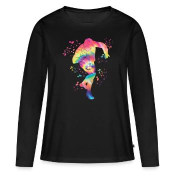 Lanceur de poids Colorsplash Lancer de poids - T-shirt manches longues Premium bio Femme - noir - Devant - Julia (174cm)