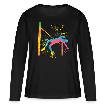 Hochspringer Wasserfarben Hochsprung - Frauen Premium Bio Langarmshirt - Schwarz - Vorne - Julia (174cm)