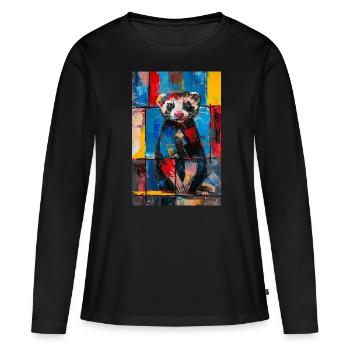 Frettchen - Frauen Premium Bio Langarmshirt - Schwarz - Vorne - Julia (174cm)