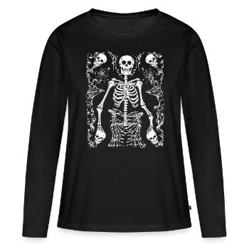 Costume de squelette Crâne d’Halloween Horreur gothique - T-shirt manches longues Premium bio Femme - noir - Devant - Julia (174cm)