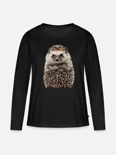 Igel - Frauen Premium Bio Langarmshirt - Schwarz