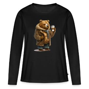 Porter - T-shirt manches longues Premium bio Femme - noir - Devant - Julia (174cm)