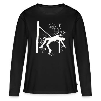 Saut en hauteur Aquarelle Saut en hauteur - T-shirt manches longues Premium bio Femme - noir - Devant - Julia (174cm)