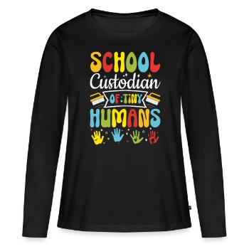 Gardien D’école De Minuscules Humains Drôle Concierge - T-shirt manches longues Premium bio Femme - noir - Devant - Julia (174cm)