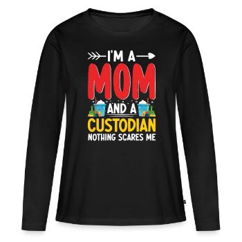 Nothing Scare Me Drôle Gardienne Concierge Maman - T-shirt manches longues Premium bio Femme - noir - Devant - Julia (174cm)