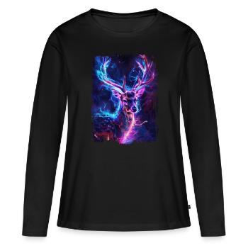 Chevreuil - T-shirt manches longues Premium bio Femme - noir - Devant - Julia (174cm)
