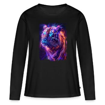Tiger - Frauen Premium Bio Langarmshirt - Schwarz - Vorne - Julia (174cm)