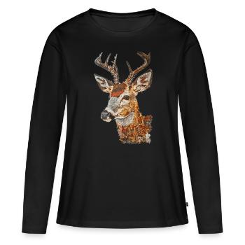 Chevreuil - T-shirt manches longues Premium bio Femme - noir - Devant - Julia (174cm)