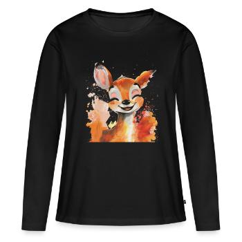 Chevreuil - T-shirt manches longues Premium bio Femme - noir - Devant - Julia (174cm)