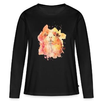 Meerschweinchen - Frauen Premium Bio Langarmshirt - Schwarz - Vorne - Julia (174cm)