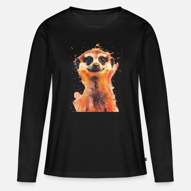 Erdmännchen - Frauen Premium Bio Langarmshirt - Schwarz