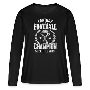 Fantasy Football Champion Funny FFL Commish Draft - T-shirt manches longues Premium bio Femme - noir - Devant - Julia (174cm)