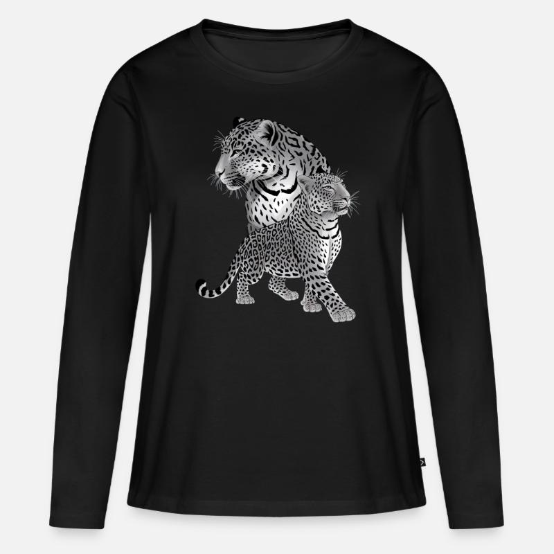 Leopard - Frauen Premium Bio Langarmshirt - Schwarz