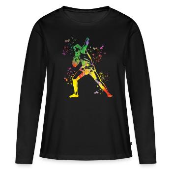 Lanceur de poids Colorsplash Lancer de poids - T-shirt manches longues Premium bio Femme - noir - Devant - Julia (174cm)
