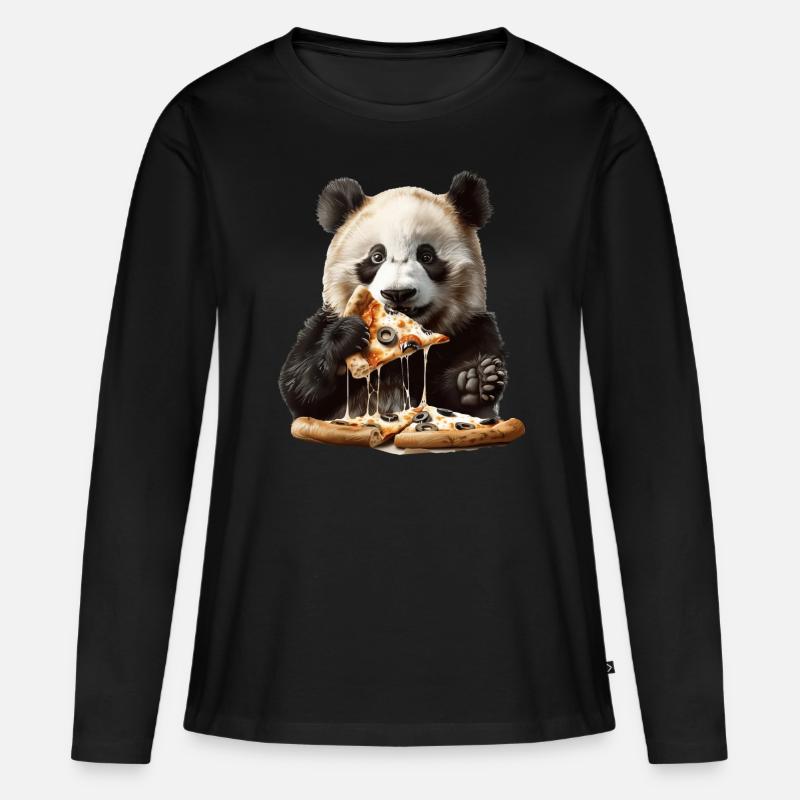 Panda - Women's Premium Organic Long Sleeve Shirt - black