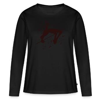 Saut en hauteur Aquarelle Saut en hauteur - T-shirt manches longues Premium bio Femme - noir - Devant - Julia (174cm)