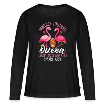 Fantasy Football Queen Drôle FFL Filles Commish - T-shirt manches longues Premium bio Femme - noir - Devant - Julia (174cm)
