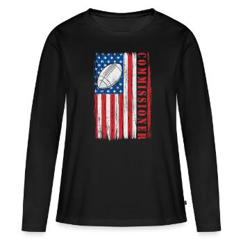 Commissaire Fantasy Football USA Drapeau Drôle - T-shirt manches longues Premium bio Femme - noir - Devant - Julia (174cm)