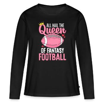 Tous saluent la reine du football fantastique drôle - T-shirt manches longues Premium bio Femme - noir - Devant - Julia (174cm)
