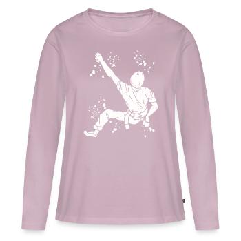 Bloc Colorsplash Bloc de bloc - T-shirt manches longues Premium bio Femme - rose poudré - Devant - Julia (174cm)