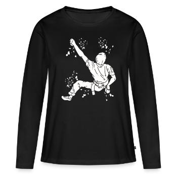 Boulderer Colorsplash Boulder Bouldern - Frauen Premium Bio Langarmshirt - Schwarz - Vorne - Julia (174cm)