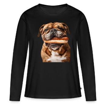 Bouledogue - T-shirt manches longues Premium bio Femme - noir - Devant - Julia (174cm)