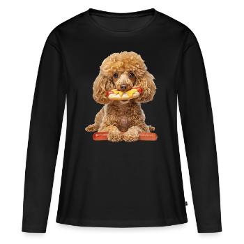 Caniche - T-shirt manches longues Premium bio Femme - noir - Devant - Julia (174cm)