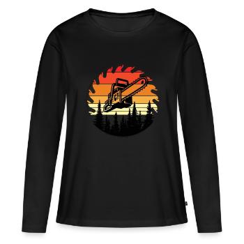 Chainsaw Axe Forester Lumberjack Saw Chain - Women's Premium Organic Long Sleeve Shirt - black - Front - Julia (174cm)
