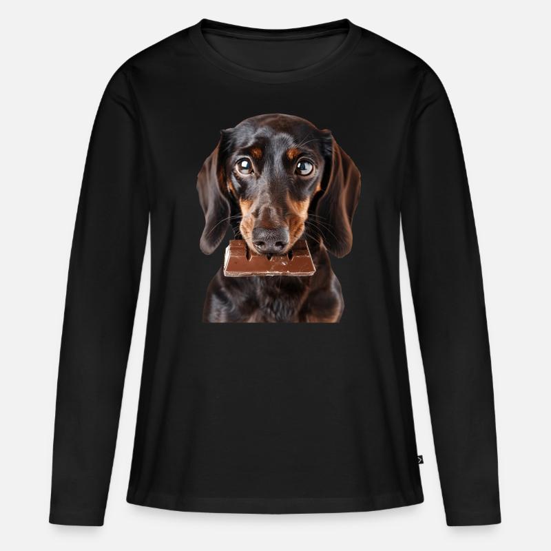 Dackel - Frauen Premium Bio Langarmshirt - Schwarz