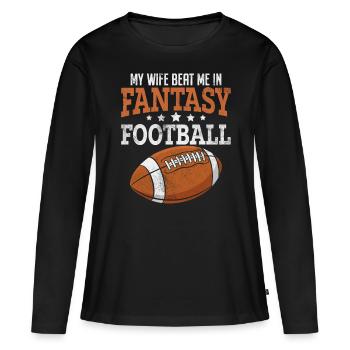 Drôle Fantasy Football Mari Commissaire Brouillon - T-shirt manches longues Premium bio Femme - noir - Devant - Julia (174cm)