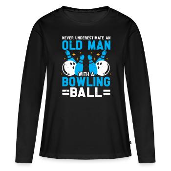 Boule de bowling Bowler - T-shirt manches longues Premium bio Femme - noir - Devant - Julia (174cm)