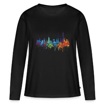 Betuwe Ouest - T-shirt manches longues Premium bio Femme - noir - Devant - Julia (174cm)