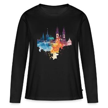 Élan - T-shirt manches longues Premium bio Femme - noir - Devant - Julia (174cm)