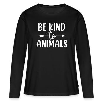 Soyez gentil avec les animaux Faune Refuge Refuge Animal - T-shirt manches longues Premium bio Femme - noir - Devant - Julia (174cm)