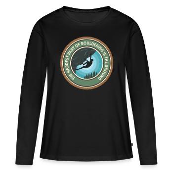 Bouldern Boulderer Boulder - Frauen Premium Bio Langarmshirt - Schwarz - Vorne - Julia (174cm)