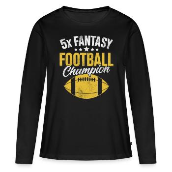 5x Fantasy Football Champion FFL Champ Football - T-shirt manches longues Premium bio Femme - noir - Devant - Julia (174cm)