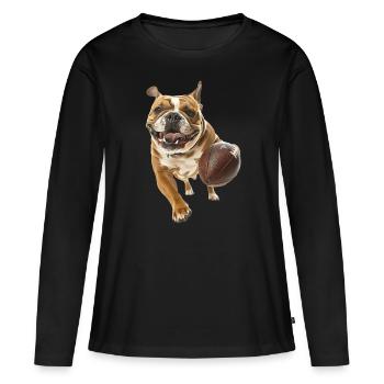 Bouledogue - T-shirt manches longues Premium bio Femme - noir - Devant - Julia (174cm)
