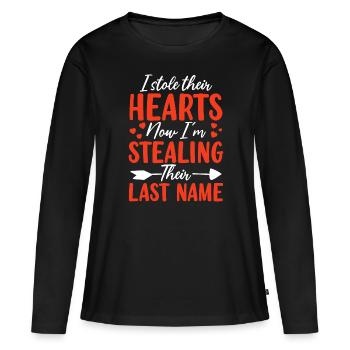 Drôle d’adoption Gotcha Adoption d’enfant Placement en famille d’accueil - T-shirt manches longues Premium bio Femme - noir - Devant - Julia (174cm)