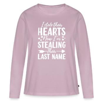 Parents adoptifs Gotcha Day Placement en famille d’accueil drôle - T-shirt manches longues Premium bio Femme - rose poudré - Devant - Julia (174cm)