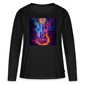 Ukulele - Frauen Premium Bio Langarmshirt - Schwarz - Vorne - Julia (174cm)