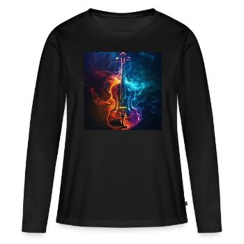 Violine - Frauen Premium Bio Langarmshirt - Schwarz - Vorne - Julia (174cm)