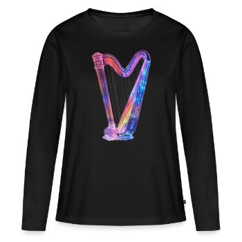 Harfe - Frauen Premium Bio Langarmshirt - Schwarz - Vorne - Julia (174cm)