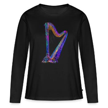 Harfe - Frauen Premium Bio Langarmshirt - Schwarz - Vorne - Julia (174cm)