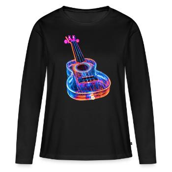 Ukulélé - T-shirt manches longues Premium bio Femme - noir - Devant - Julia (174cm)