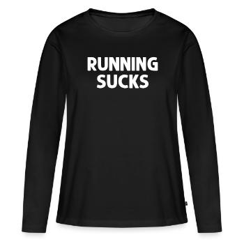 La course à pied craint l’athlétisme La course drôle - T-shirt manches longues Premium bio Femme - noir - Devant - Julia (174cm)